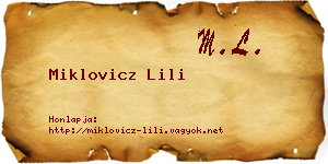 Miklovicz Lili névjegykártya